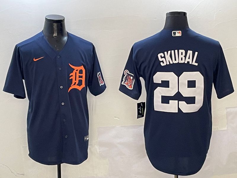 Men Detroit Tigers 29 Skubal Drak Blue Game 2025 Nike MLB Jersey style 3111